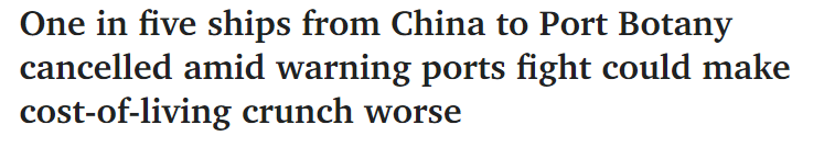 几乎每5艘从中国  驶往博特尼港的货船  中就有1艘被取消。