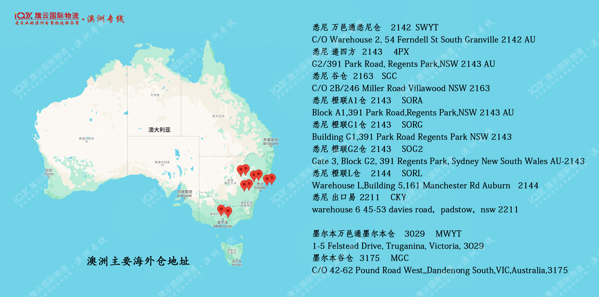 主要澳洲电商海外仓地址