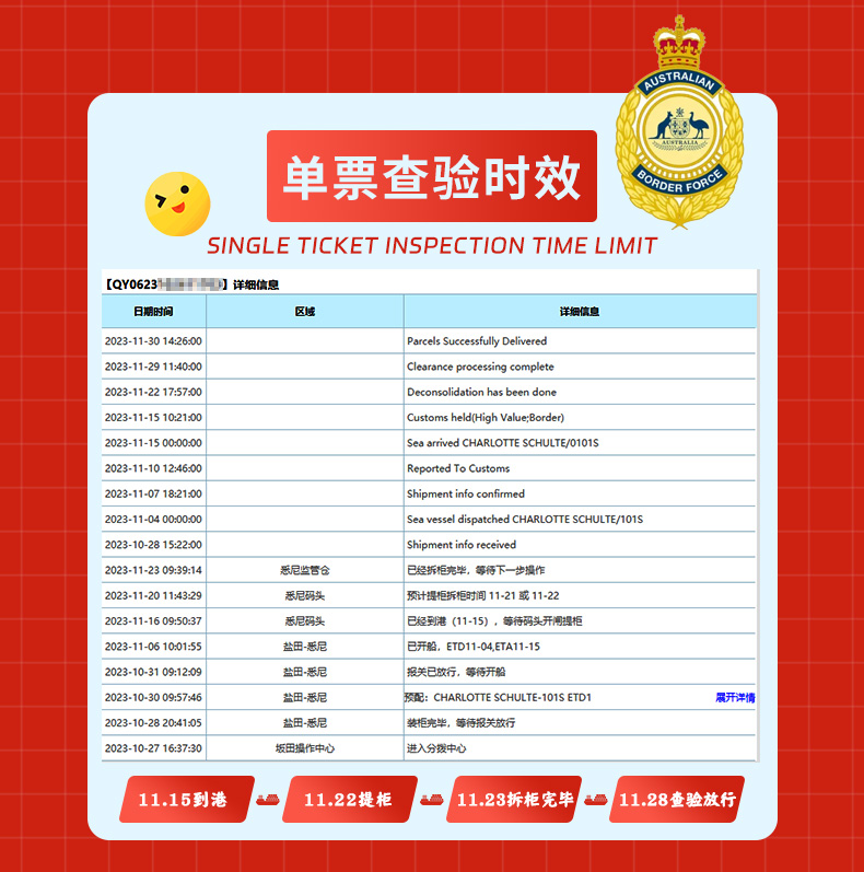 澳洲物流海关查验时效-旗云国际物流